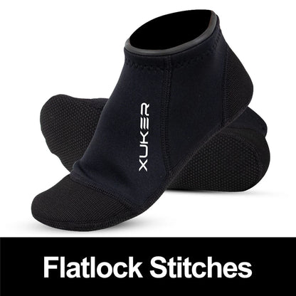 Meias de neoprene de 3 mm para vôlei de praia, mergulho, natação, surfe, mergulho com snorkel, caiaque, rafting, botas aquáticas, pontos flatlock, cano curto.