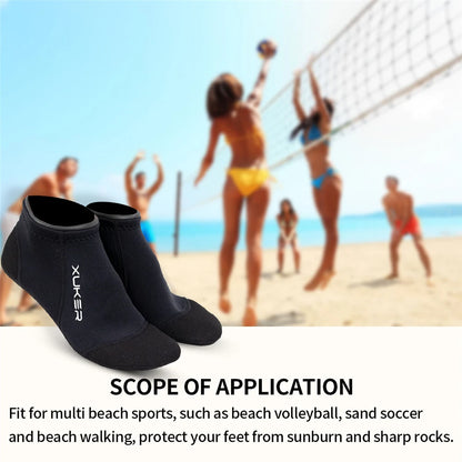 Meias de neoprene de 3 mm para vôlei de praia, mergulho, natação, surfe, mergulho com snorkel, caiaque, rafting, botas aquáticas, pontos flatlock, cano curto.