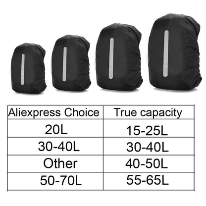 Capa refletiva para mochila  20L 35L 45L 60L à prova d'água, camuflada, tática para acampamento ao ar livre, caminhada, escalada, protege contra poeira.