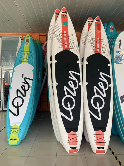 Prancha de SUP TOURUS de madeira azul de camada dupla YOGA prancha de stand up paddle inflável estável 11 pés 33 polegadas