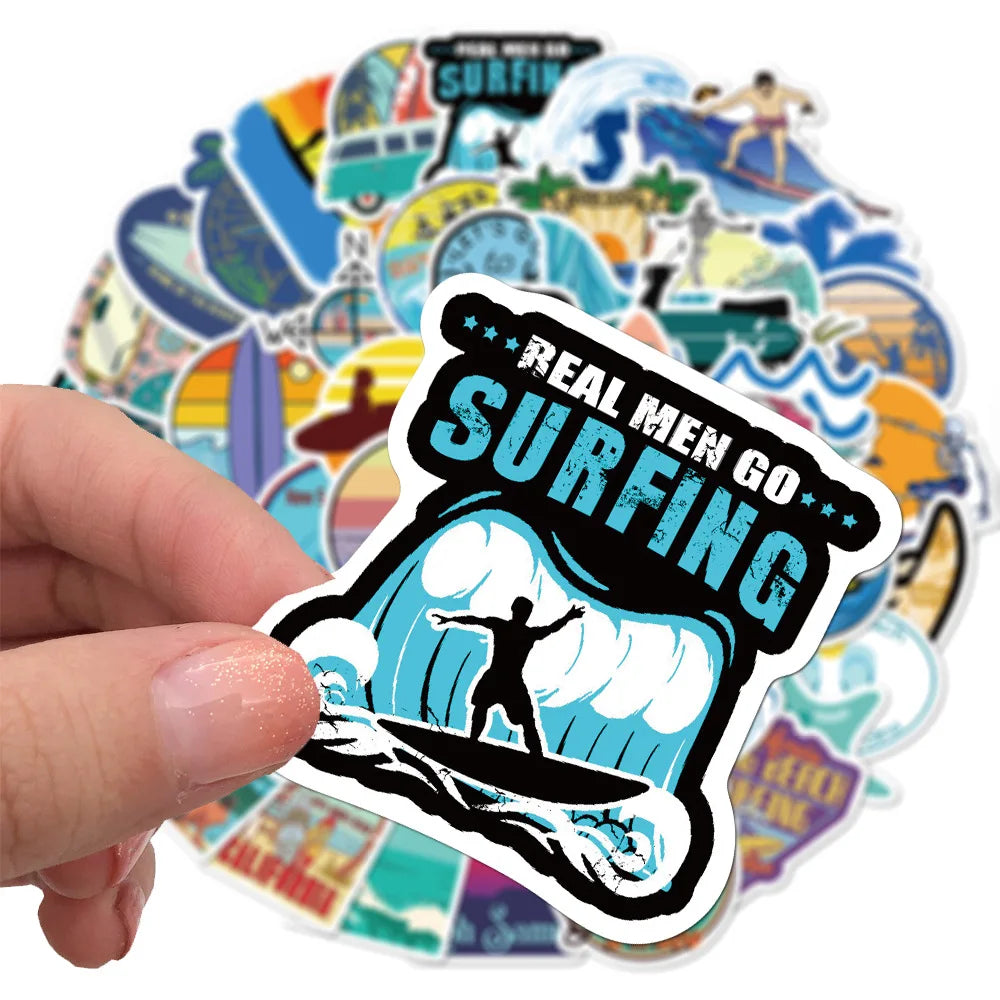 Adesivos de Surf de Verão Adesivo de Surf de Praia Adesivo À Prova D'Água DIY Prancha de Surf Bagagem Carro Bicicleta Garrafa de Água Adesivo Decalque 10/30/50PCS