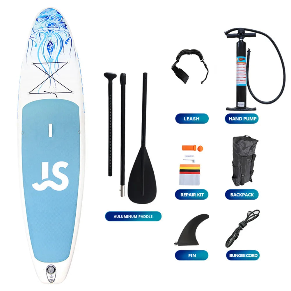 Prancha de SUP TOURUS de madeira azul de camada dupla YOGA prancha de stand up paddle inflável estável 11 pés 33 polegadas