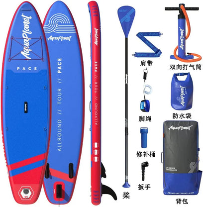Prancha de SUP TOURUS de madeira azul de camada dupla YOGA prancha de stand up paddle inflável estável 11 pés 33 polegadas