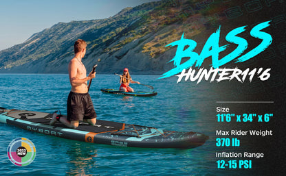 Prancha de SUP inflável extra larga à prova d'água Myboat 11'6''x34''x6'', estilo adulto em pé, pesca aquática com acessórios SUP