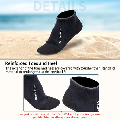 Meias de neoprene de 3 mm para vôlei de praia, mergulho, natação, surfe, mergulho com snorkel, caiaque, rafting, botas aquáticas, pontos flatlock, cano curto.