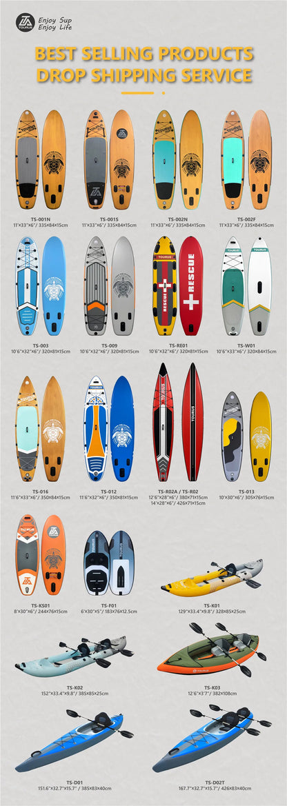 Prancha de SUP TOURUS de madeira azul de camada dupla YOGA prancha de stand up paddle inflável estável 11 pés 33 polegadas
