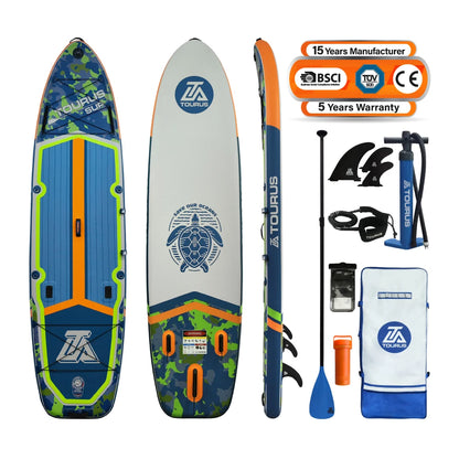 Prancha de SUP TOURUS de madeira azul de camada dupla YOGA prancha de stand up paddle inflável estável 11 pés 33 polegadas