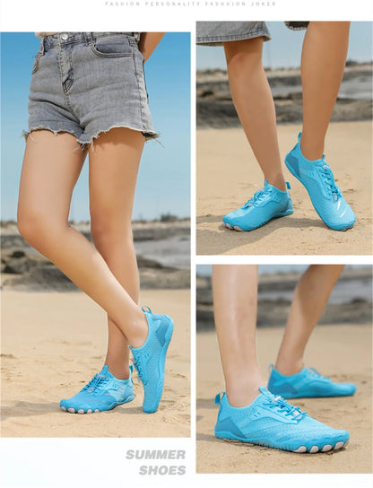 Sapatos aquáticos ultraleves de verão para homens, calçados aquáticos antiderrapantes para atividades ao ar livre, tênis descalços respiráveis para natação e caminhada contra a correnteza.
