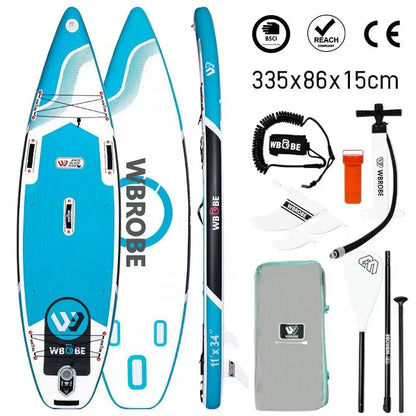 Prancha de SUP TOURUS de madeira azul de camada dupla YOGA prancha de stand up paddle inflável estável 11 pés 33 polegadas