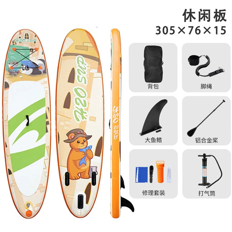 Prancha de SUP TOURUS de madeira azul de camada dupla YOGA prancha de stand up paddle inflável estável 11 pés 33 polegadas