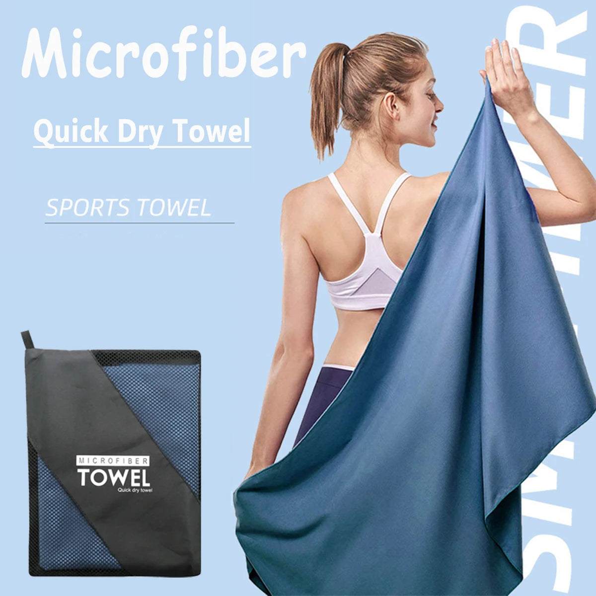 Toalha esportiva de secagem rápida 40x80/80x160 cm azul cinza verde laranja natação academia fitness acampamento corrida praia toalhas de rosto