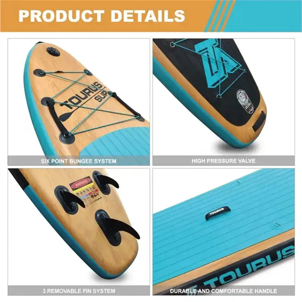 Prancha de SUP TOURUS de madeira azul de camada dupla YOGA prancha de stand up paddle inflável estável 11 pés 33 polegadas
