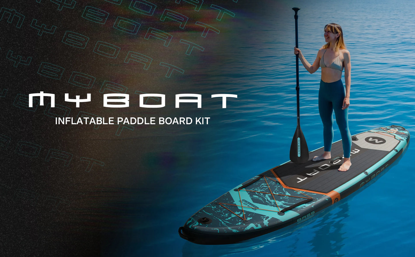 Prancha de SUP inflável extra larga à prova d'água Myboat 11'6''x34''x6'', estilo adulto em pé, pesca aquática com acessórios SUP