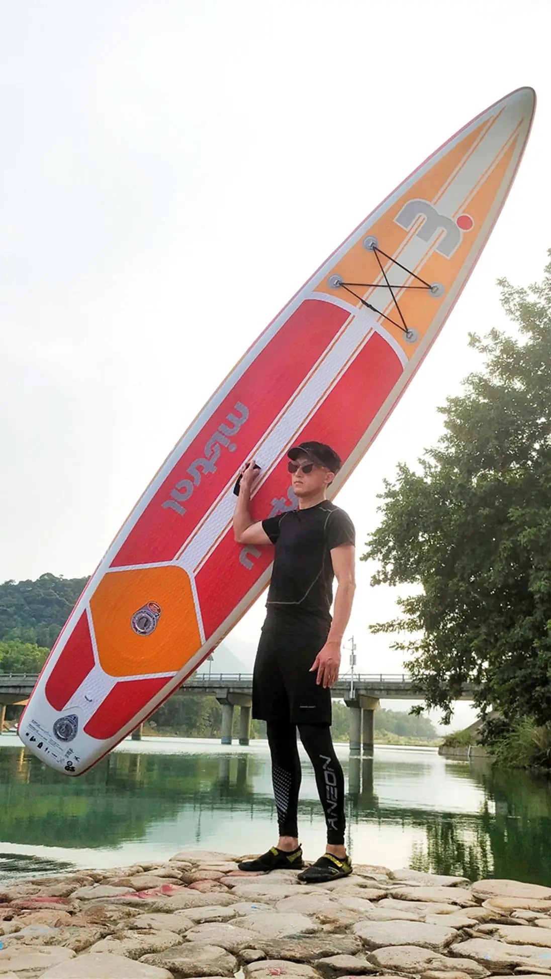 Prancha de SUP TOURUS de madeira azul de camada dupla YOGA prancha de stand up paddle inflável estável 11 pés 33 polegadas