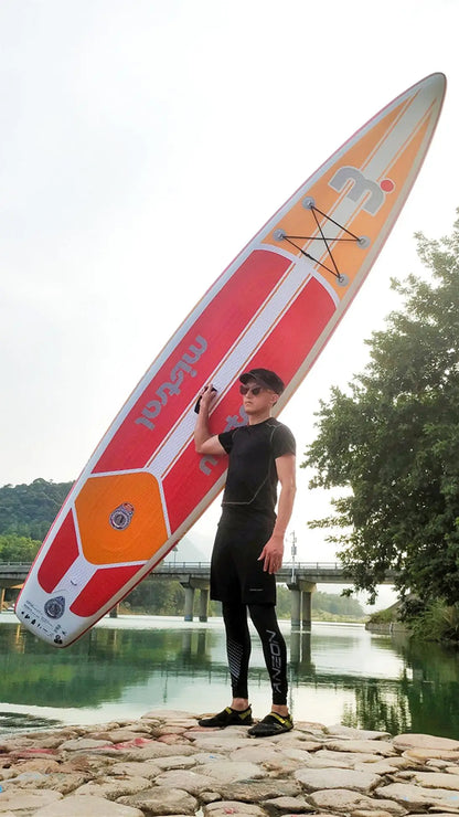 Prancha de SUP TOURUS de madeira azul de camada dupla YOGA prancha de stand up paddle inflável estável 11 pés 33 polegadas