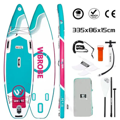 Prancha de SUP TOURUS de madeira azul de camada dupla YOGA prancha de stand up paddle inflável estável 11 pés 33 polegadas