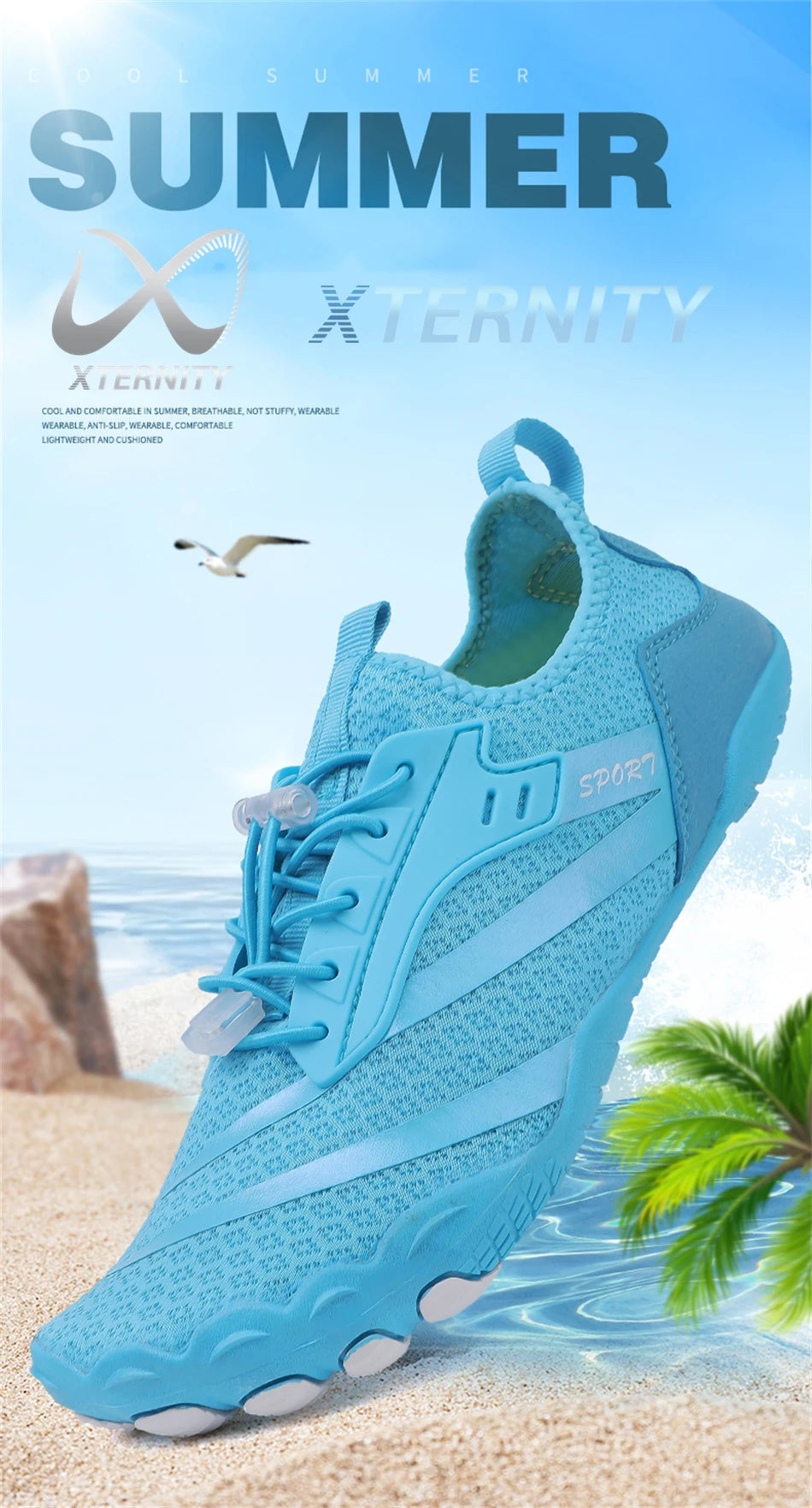 Sapatos aquáticos ultraleves de verão para homens, calçados aquáticos antiderrapantes para atividades ao ar livre, tênis descalços respiráveis para natação e caminhada contra a correnteza.