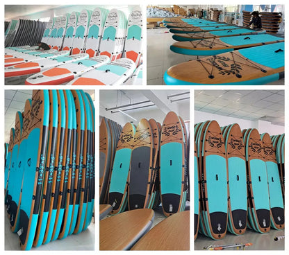 Prancha de SUP TOURUS de madeira azul de camada dupla YOGA prancha de stand up paddle inflável estável 11 pés 33 polegadas