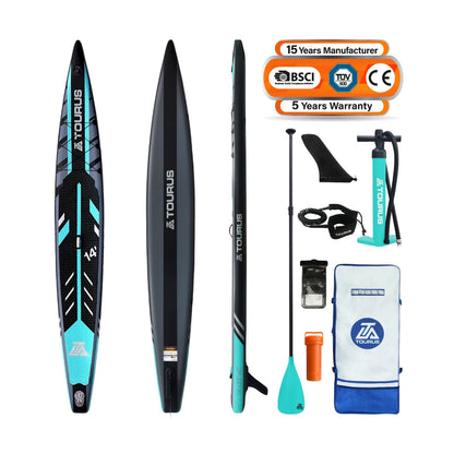 Prancha de SUP TOURUS de madeira azul de camada dupla YOGA prancha de stand up paddle inflável estável 11 pés 33 polegadas